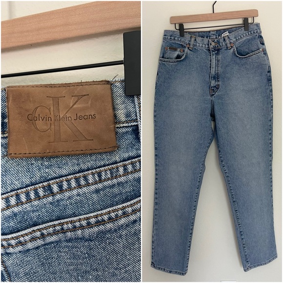 Calvin Klein vintage 5 pocket womens Light Blue Denim Jeans Straight Leg Size 14 - Picture 10 of 10